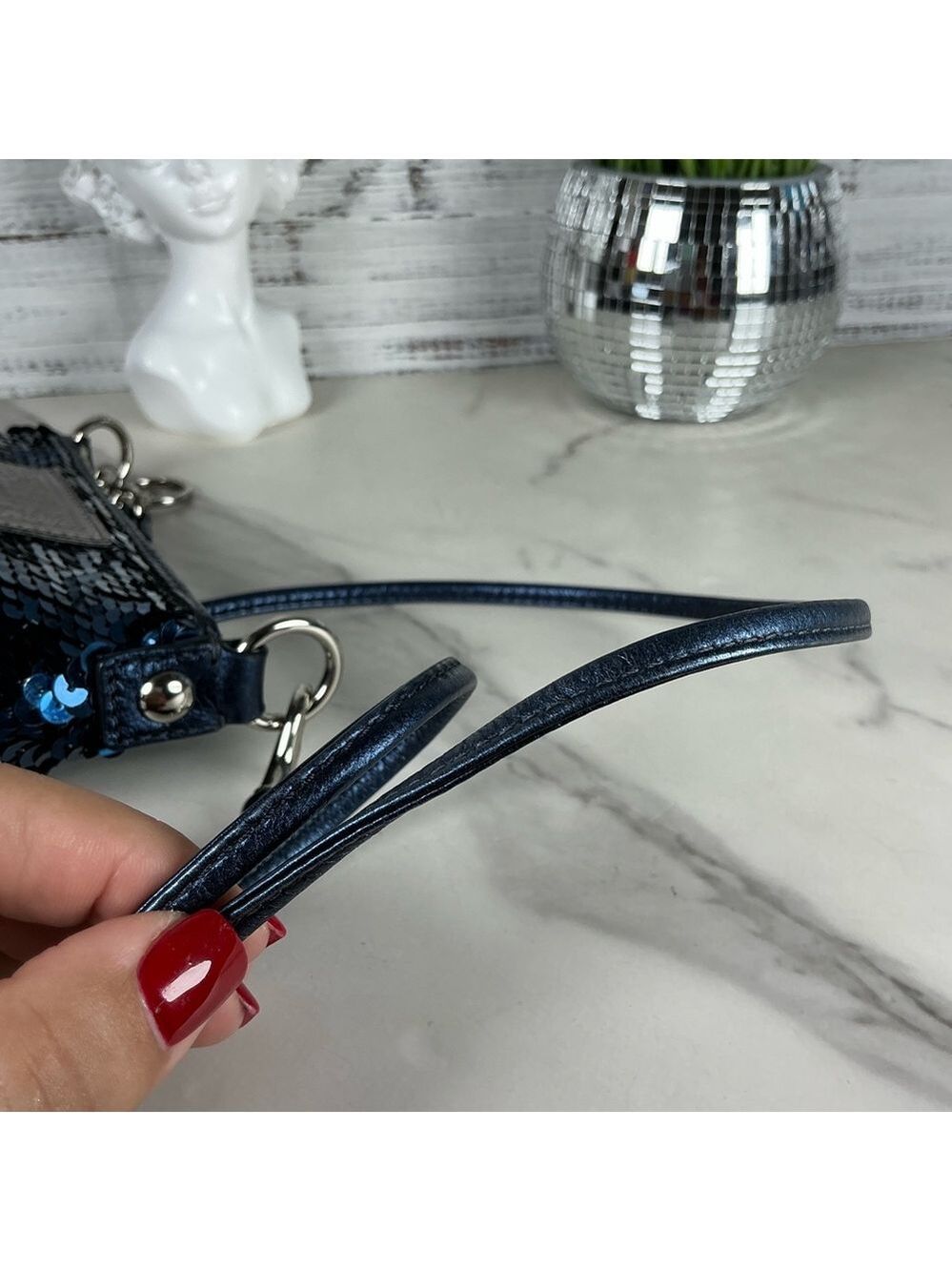 Coach Vintage Poppy Sequins Metallic Blue Sequin‎ Crossbody Bag - Picture 7 of 11